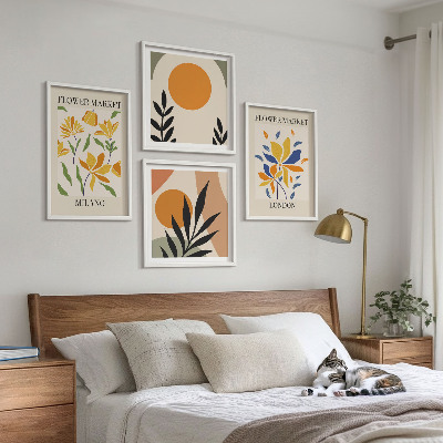 Set om 4 tavlor Blommiga posters Paris Milano