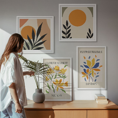 Set om 4 tavlor Blommiga posters Paris Milano