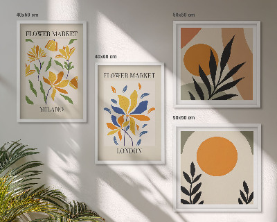 Set om 4 tavlor Blommiga posters Paris Milano