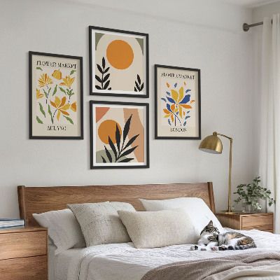 Set om 4 tavlor Blommiga posters Paris Milano