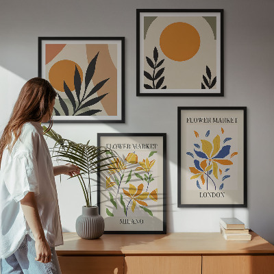 Set om 4 tavlor Blommiga posters Paris Milano