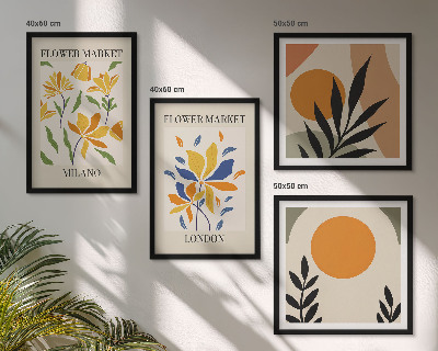 Set om 4 tavlor Blommiga posters Paris Milano