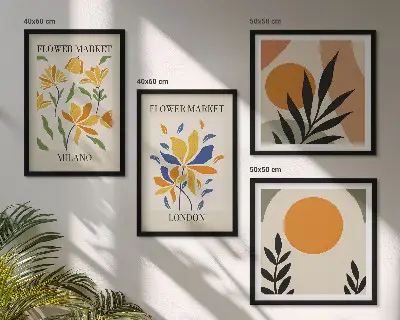 Blommiga posters Paris Milano set om 4 tavlor