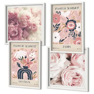 Blommotiv rosor Paris tavelvägg ovanför soffa
