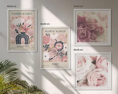 Blommotiv rosor Paris tavelvägg ovanför soffa