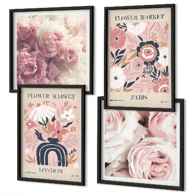 Blommotiv rosor Paris tavelvägg ovanför soffa