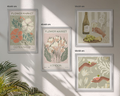 Set om 4 tavlor Blommiga posters vinstad