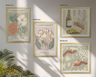 Set om 4 tavlor Blommiga posters vinstad