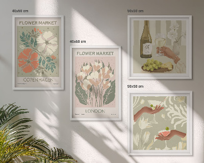 Set om 4 tavlor Blommiga posters vinstad