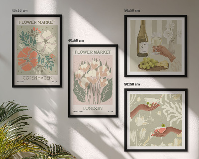 Set om 4 tavlor Blommiga posters vinstad