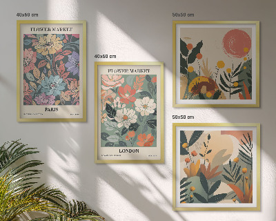Tavelvägg med 4 tavlor Blommiga posters Paris London