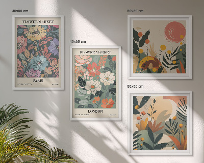 Tavelvägg med 4 tavlor Blommiga posters Paris London
