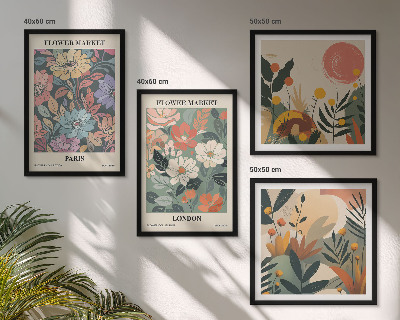 Tavelvägg med 4 tavlor Blommiga posters Paris London
