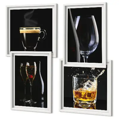 Tavlor med motiv av whisky vin champagne och kaffe set om 4 stycken