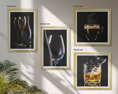 Set om 4 tavlor Whisky vin champagne kaffe alkohol