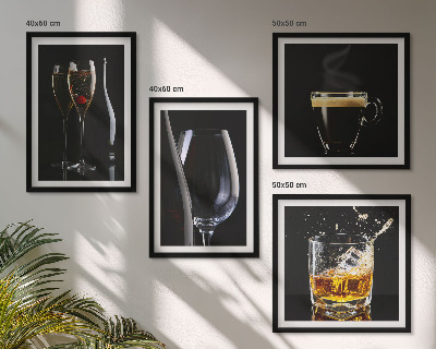 Set om 4 tavlor Whisky vin champagne kaffe alkohol