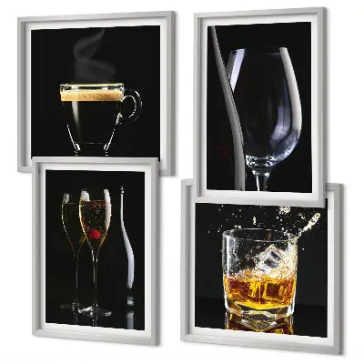 Tavlor med motiv av whisky vin champagne och kaffe set om 4 stycken