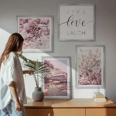 Blomsterbron Livsinspiration tavelvägg för placering ovanför soffa