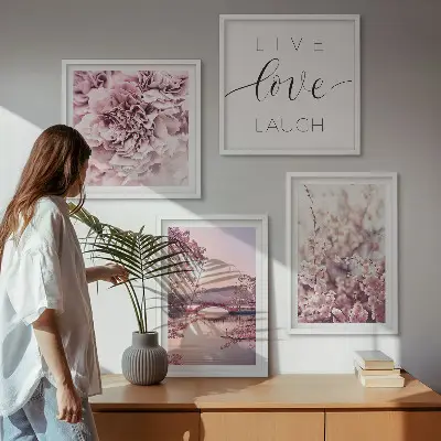 Blomsterbron Livsinspiration tavelvägg för placering ovanför soffa