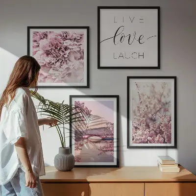 Blomsterbron Livsinspiration tavelvägg för placering ovanför soffa