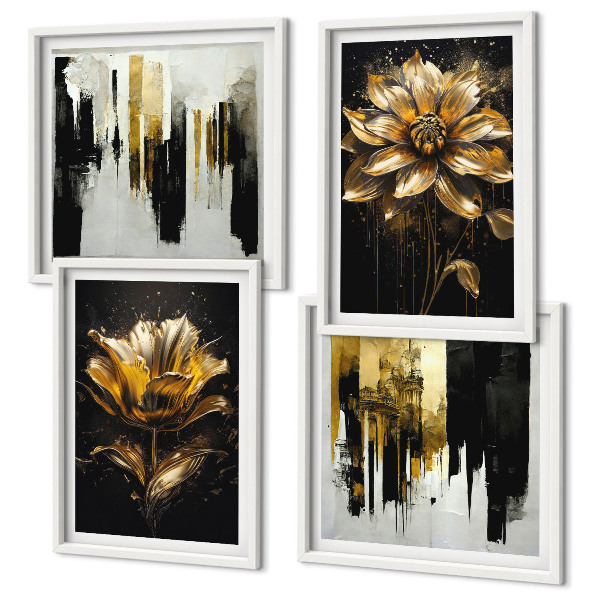 Set om 4 tavlor Snygga moderna blommor