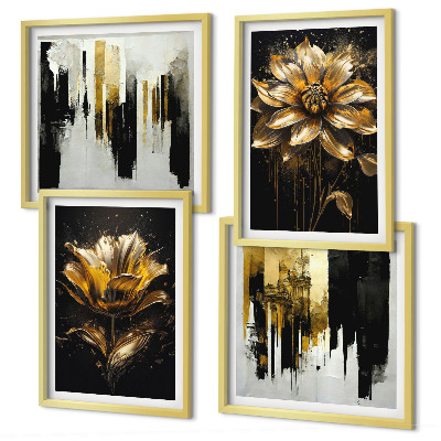 Set om 4 tavlor Snygga moderna blommor