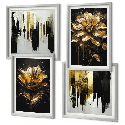 Snygga moderna blommor set om 4 tavlor