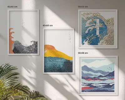 Vågor japansk konstgrafik tavelvägg med 4 tavlor