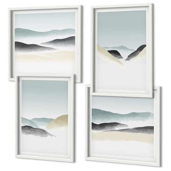 Tavelvägg ovanför soffa Berg minimalistiska pasteller