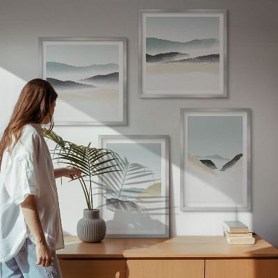 Tavelvägg ovanför soffa Berg minimalistiska pasteller