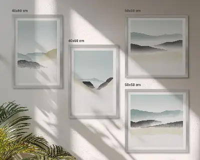 Tavelvägg berg med minimalistiska pastellfärger