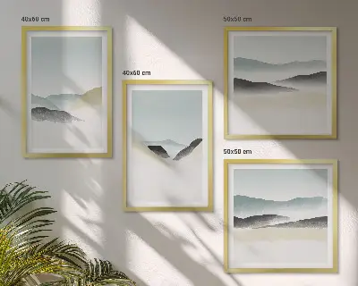 Tavelvägg berg med minimalistiska pastellfärger