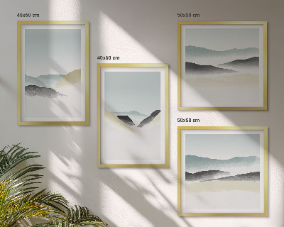 Tavelvägg ovanför soffa Berg minimalistiska pasteller