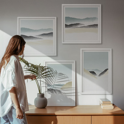 Tavelvägg ovanför soffa Berg minimalistiska pasteller