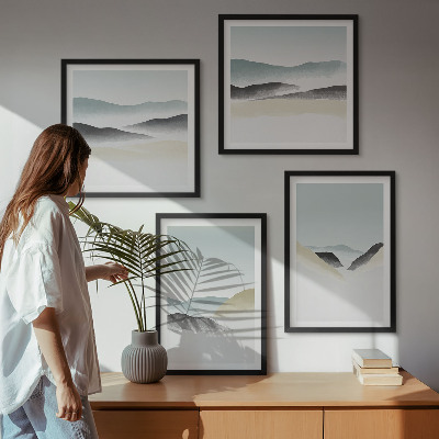 Tavelvägg ovanför soffa Berg minimalistiska pasteller