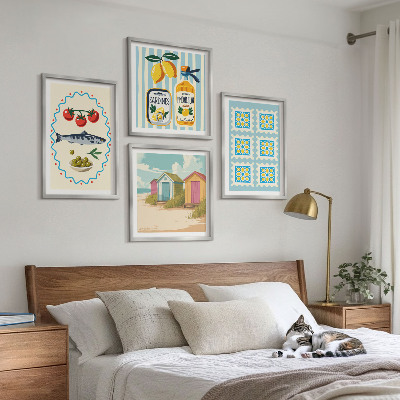 Set om 4 tavlor Illustrationer av medelhavsmat