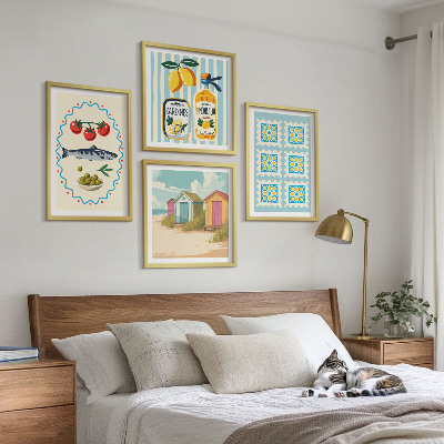 Set om 4 tavlor Illustrationer av medelhavsmat