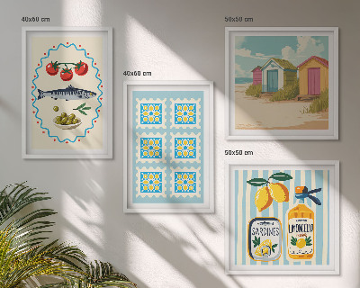 Set om 4 tavlor Illustrationer av medelhavsmat