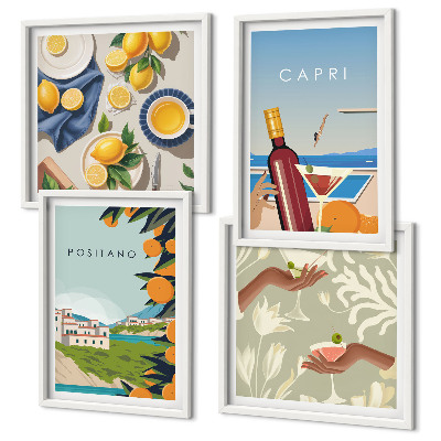 Set om 4 tavlor Italienska citronhelger Capri