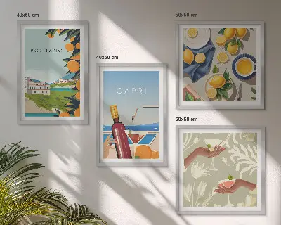 Italienska citronhelger Capri set om 4 tavlor
