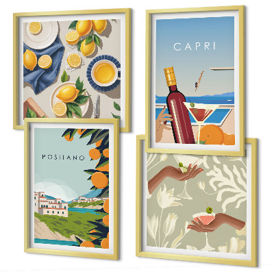 Set om 4 tavlor Italienska citronhelger Capri