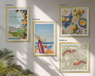 Set om 4 tavlor Italienska citronhelger Capri