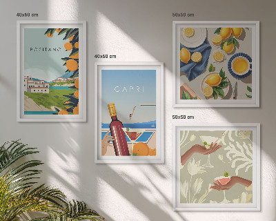Set om 4 tavlor Italienska citronhelger Capri
