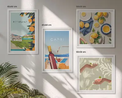 Italienska citronhelger Capri set om 4 tavlor