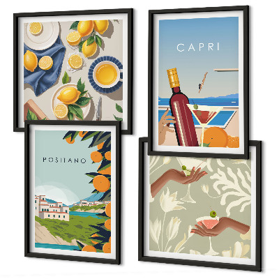 Set om 4 tavlor Italienska citronhelger Capri