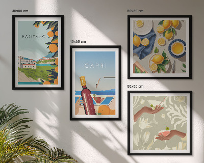 Set om 4 tavlor Italienska citronhelger Capri