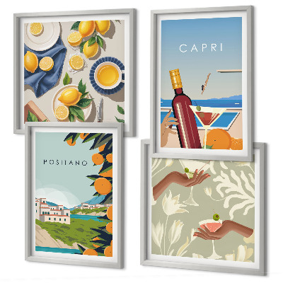 Set om 4 tavlor Italienska citronhelger Capri