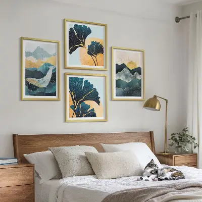 Abstrakta estetiska berg tavelvägg för placering ovanför soffa