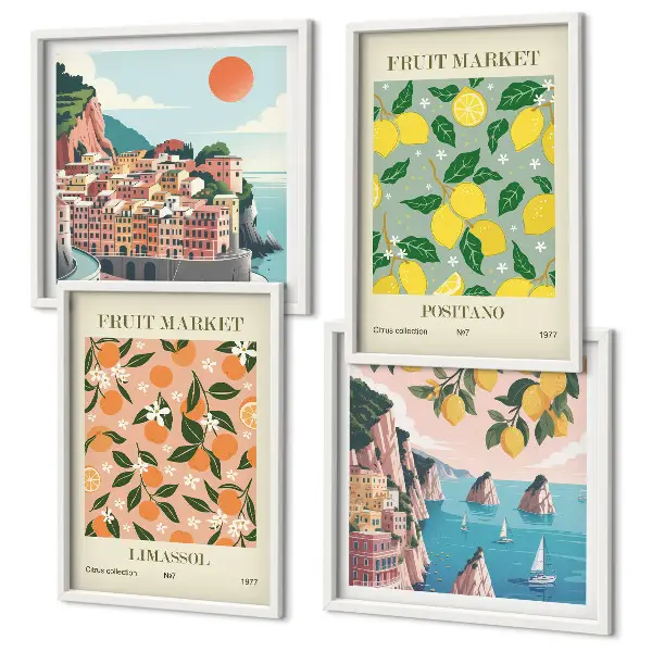 Citrusfrukter från de italienska tropikerna set om 4 tavlor