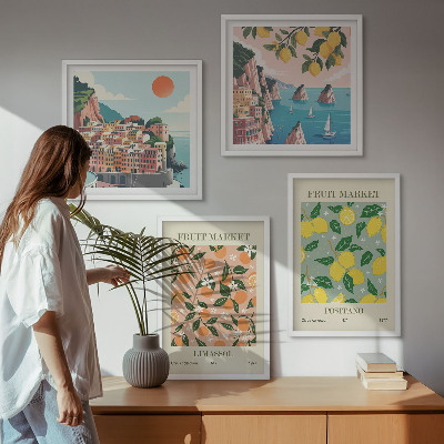 Set om 4 tavlor Citrusfrukter från de italienska tropikerna